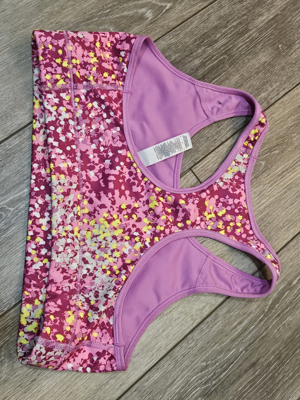 Nike Pink Multicolor Splatter Racerback Sports Bra Size Large - Picture 5 of 7
